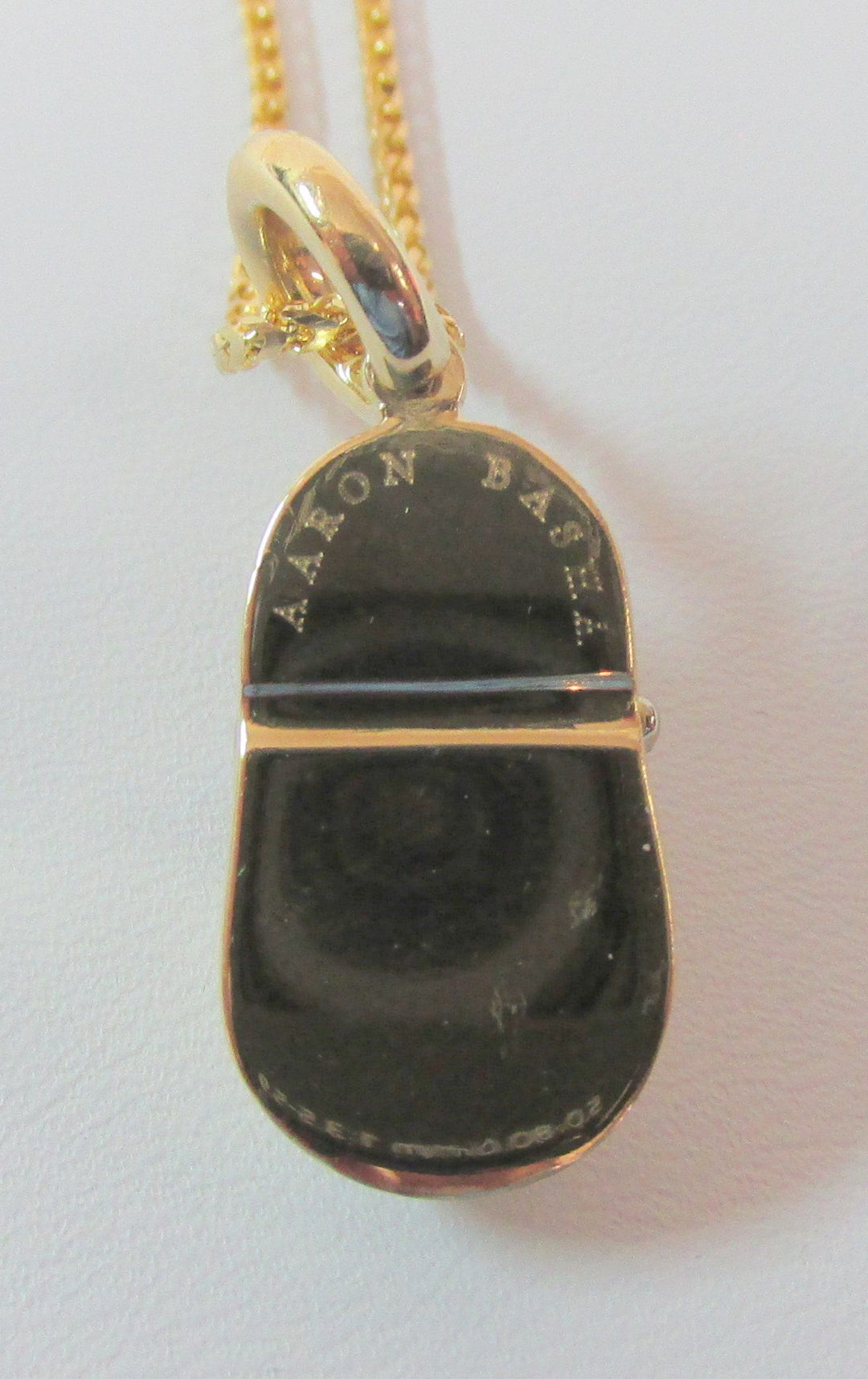 Aaron Basha Diamond 18K Yellow Gold Baby Shoe & Chain