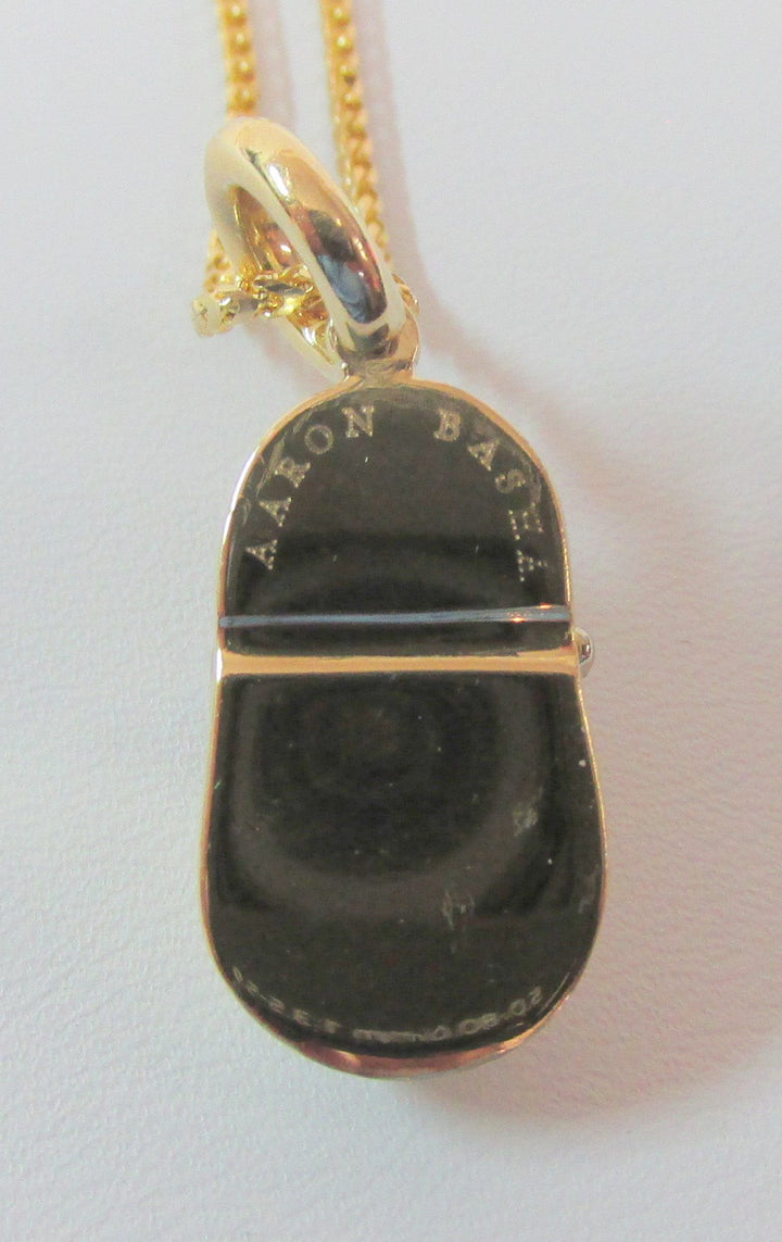 Aaron Basha Diamond 18K Yellow Gold Baby Shoe & Chain
