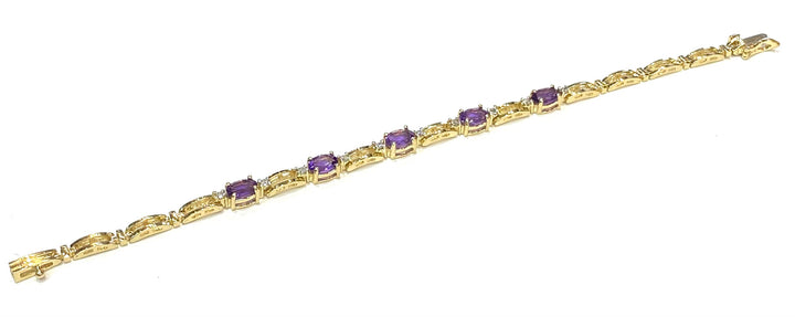 Amethyst Diamond 14K Yellow Gold Bracelet