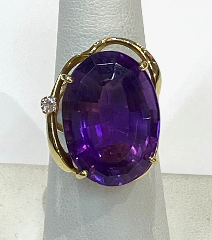 Amethyst Diamond 14K Yellow Gold Ring