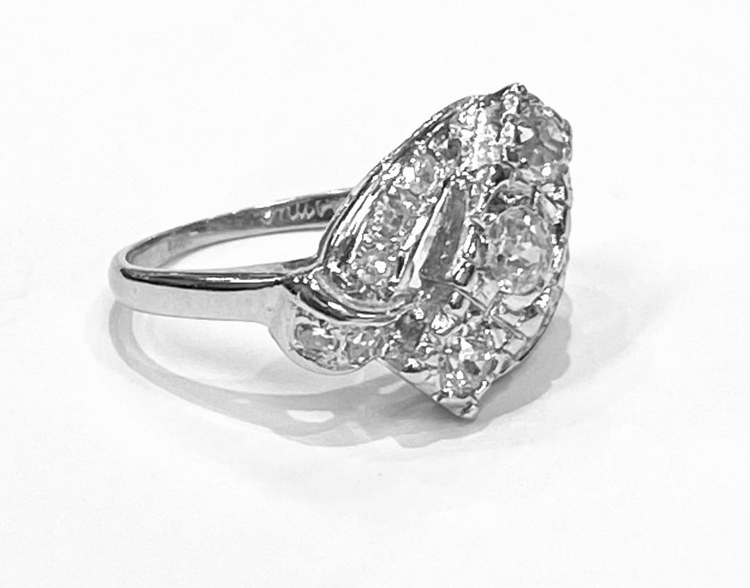 Antique Diamond 14K White Gold Ring