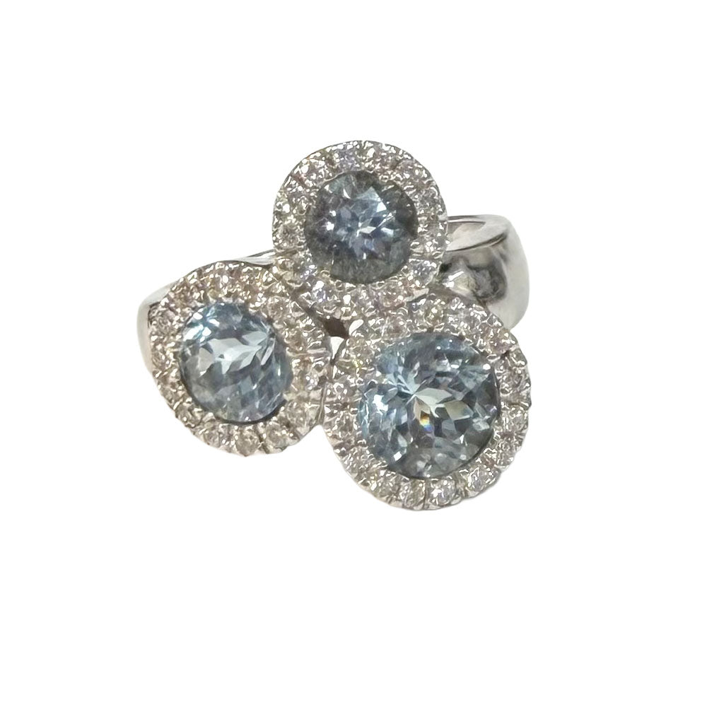 Aquamarine Diamond 14K WG Ring