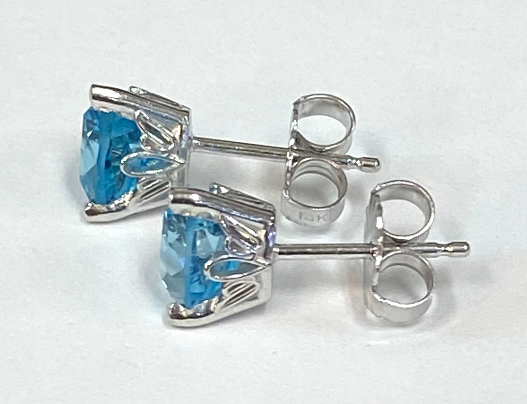 Aquamarine 14K White Gold Stud Earrings