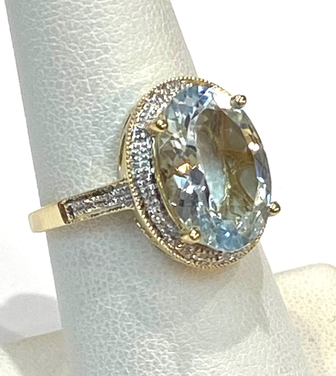 Aquamarine Diamond 14K White Gold Ring