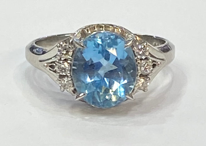 Aquamarine Diamond Platinum Ring