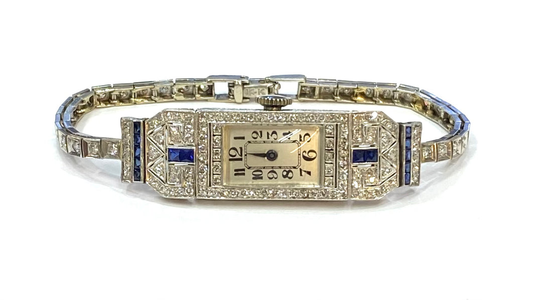 Art Deco Diamond Sapphire Wristwatch