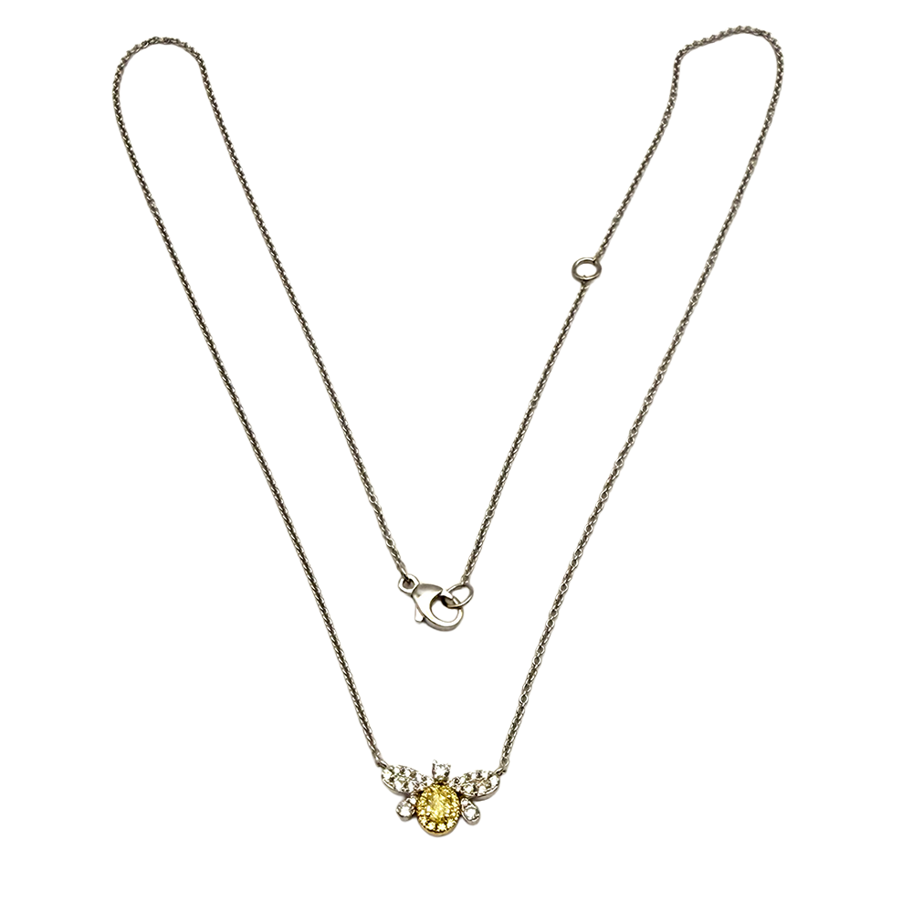 Fancy Yellow & Colorless Diamond Bee Pendant Necklace