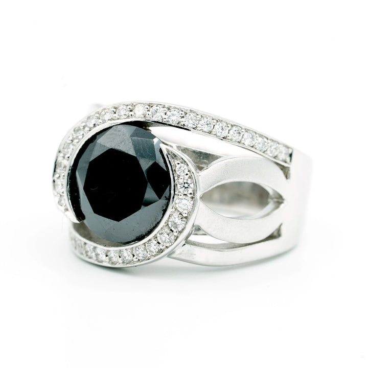 Black Diamond Colorless Diamond 14K White Gold Ring