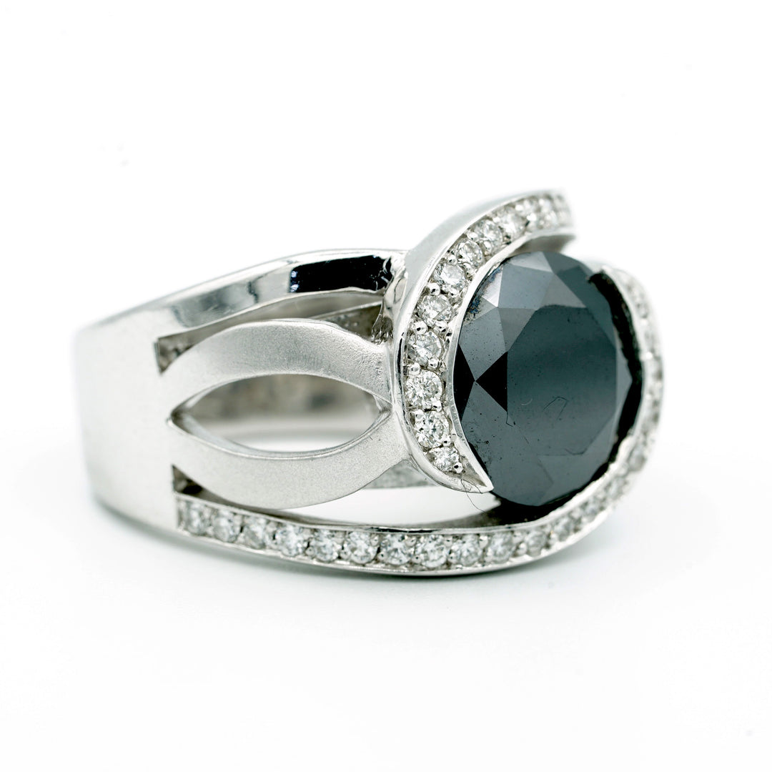 Black Diamond Colorless Diamond 14K White Gold Ring