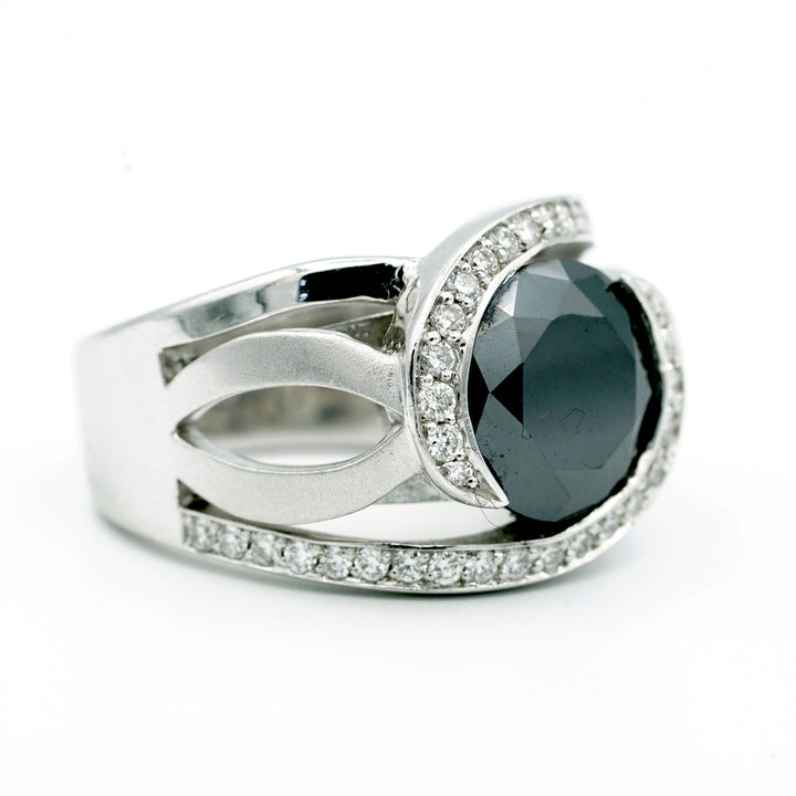 Black Diamond Colorless Diamond 14K White Gold Ring