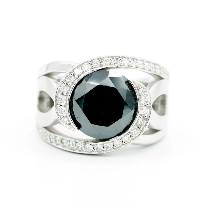 Black Diamond Colorless Diamond 14K White Gold Ring