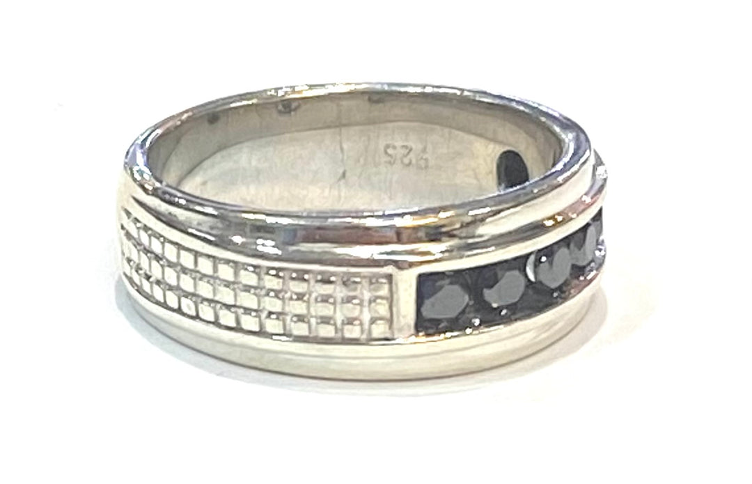 Black Diamond Sterling Silver Men’s Ring