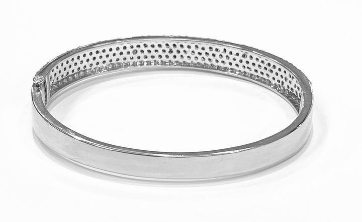 Black & Colorless Diamond 14K White Gold Bangle Bracelet