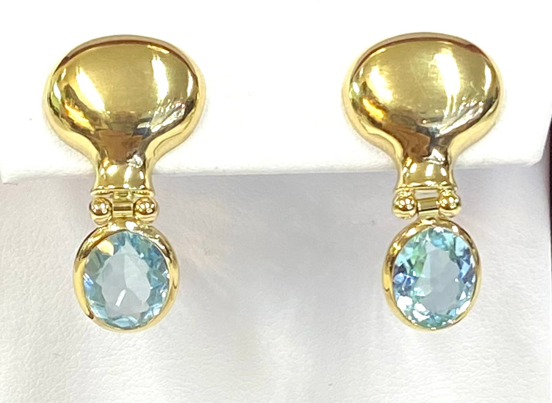 Blue Topaz 18K Yellow Gold Drop Earrings