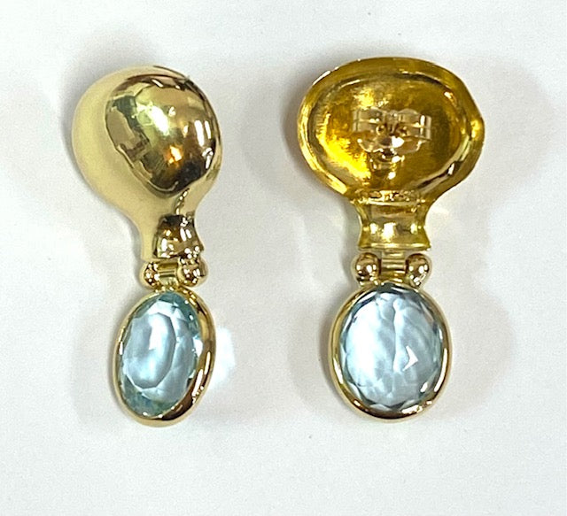 Blue Topaz 18K Yellow Gold Drop Earrings