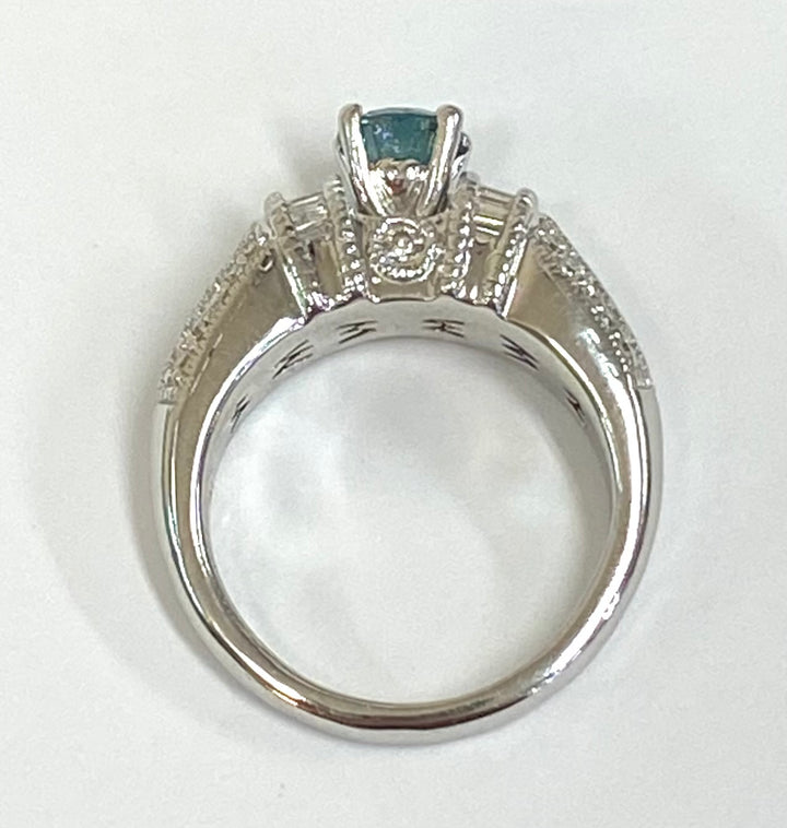 Blue & Colorless Diamond 14K White Gold Ring