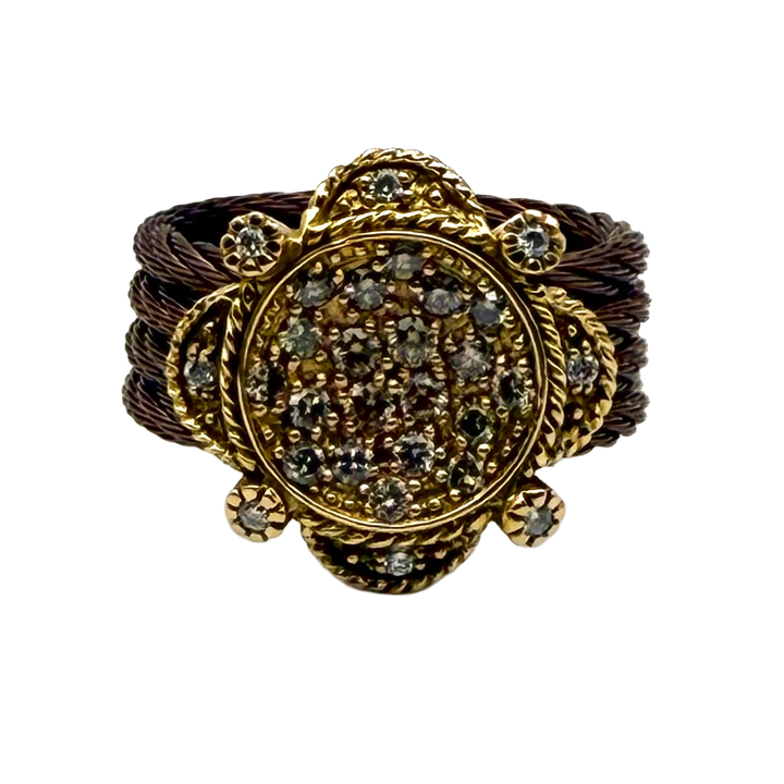 Charriol Diamond 18K YG & Bronze Cable Ring