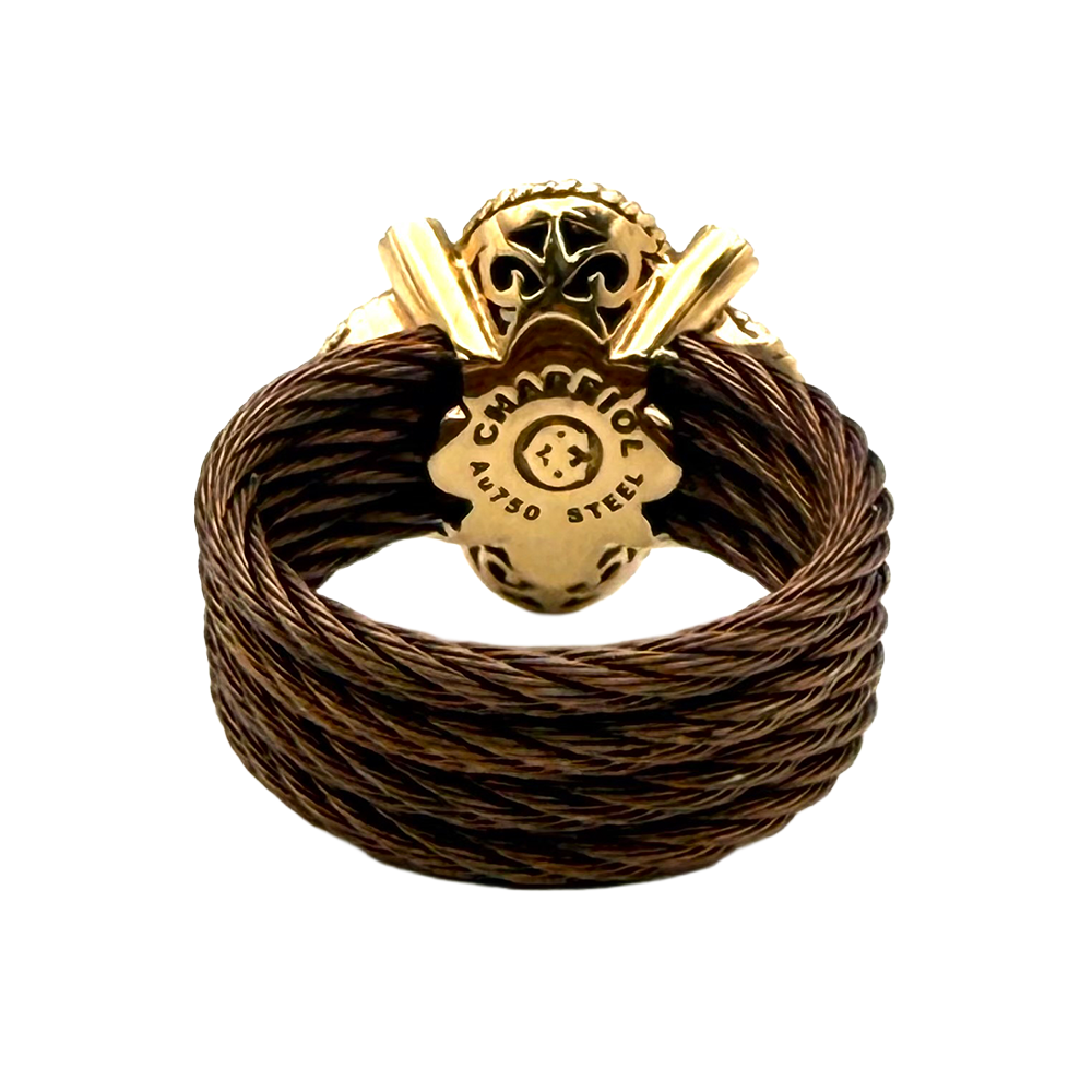 Charriol Diamond 18K YG & Bronze Cable Ring