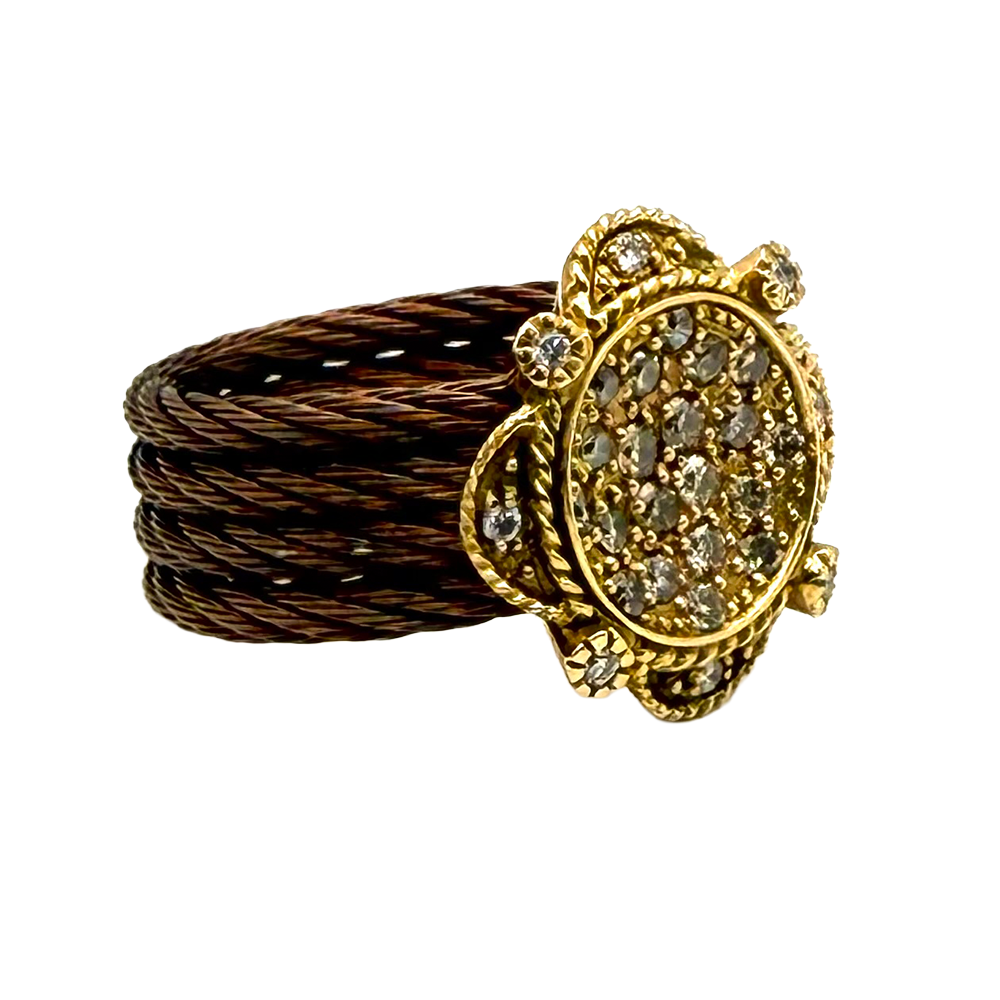 Charriol Diamond 18K YG & Bronze Cable Ring
