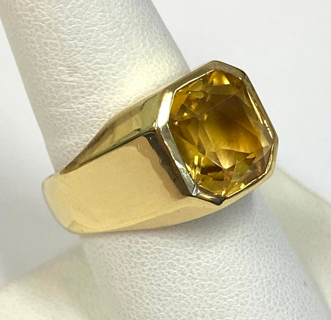 Citrine 14K Yellow Gold Gents Ring