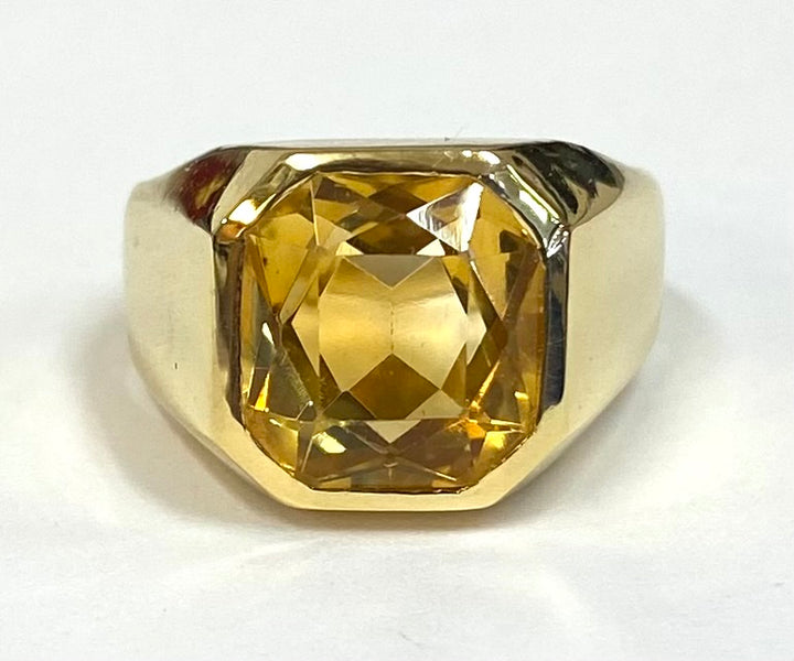 Citrine 14K Yellow Gold Gents Ring