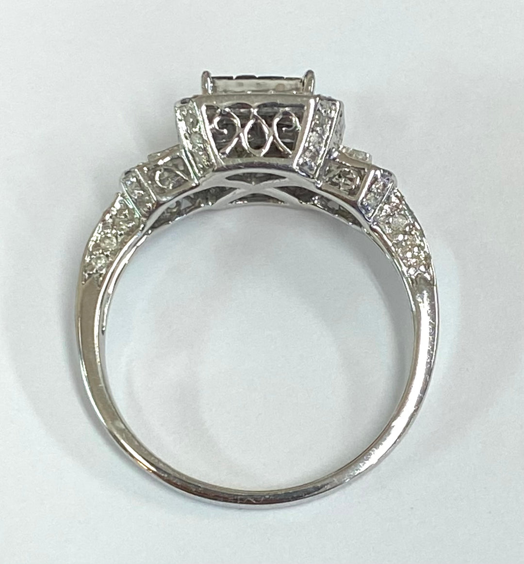 Blue & Colorless Diamond 14K White Gold Ring