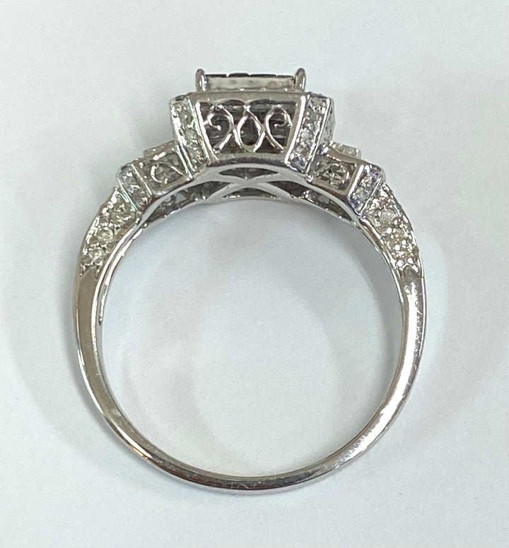 Blue & Colorless Diamond 14K White Gold Ring