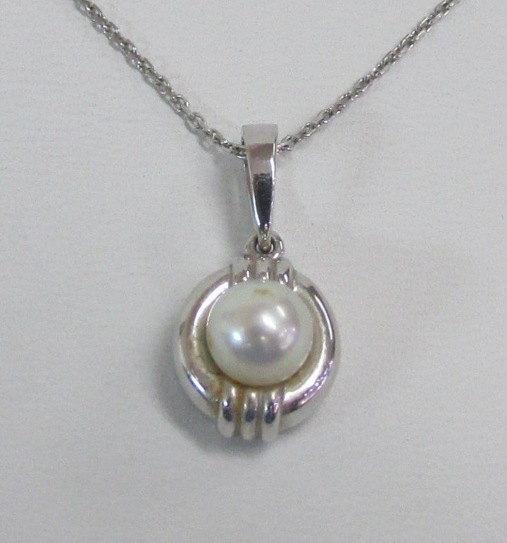 Cultured Pearl 14K White Gold Pendant & Chain