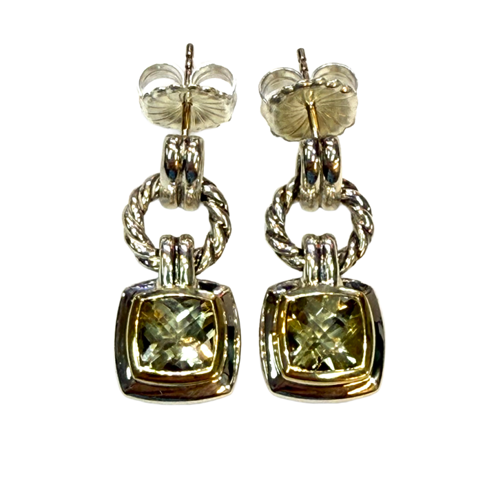 David Yurman Albion Peridot 18KYG & Sterling Silver Drop Earrings