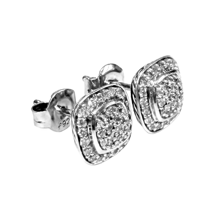 David Yurman Diamond Sterling Silver Albion Stud Earrings