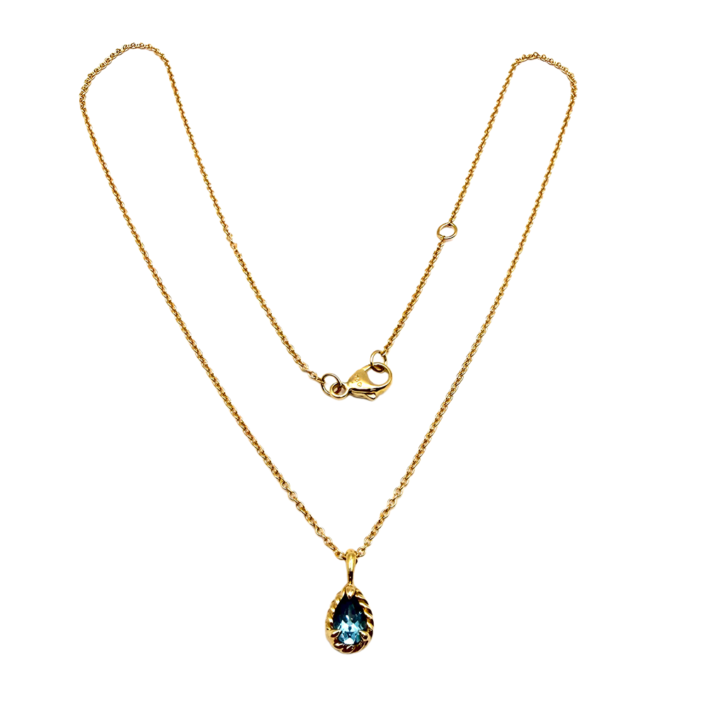 David Yurman Teen Cable Collection Blue Topaz 18KYG Pendant & Chain