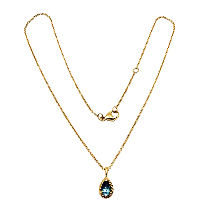 David Yurman Teen Cable Collection Blue Topaz 18KYG Pendant & Chain