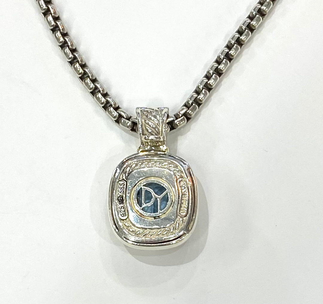 David Yurman Alion Blue Topaz 14K Yellow Gold & Sterling Silver Pendant Necklace