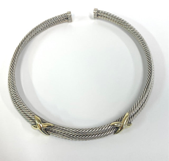 David Yurman Classic Two X Double Cable Choker Necklace