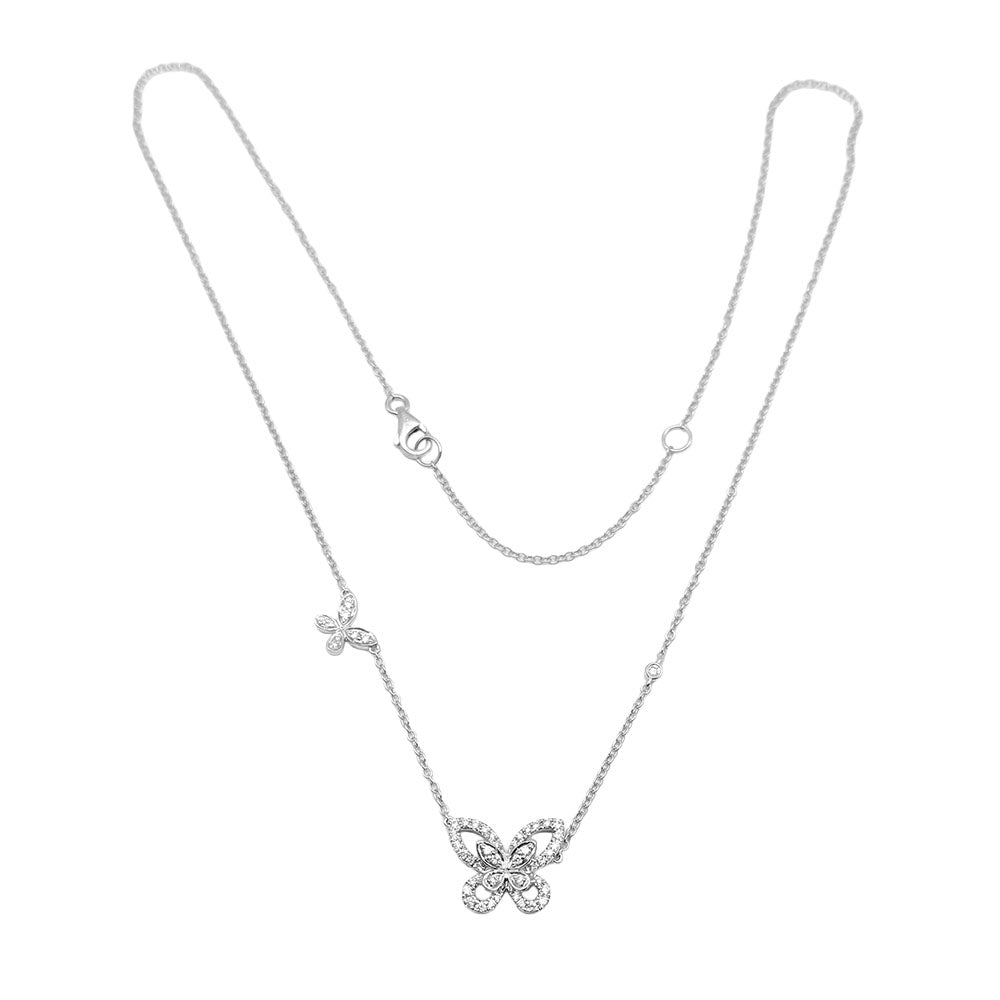 Diamond 18K WG Butterfly Design Necklace