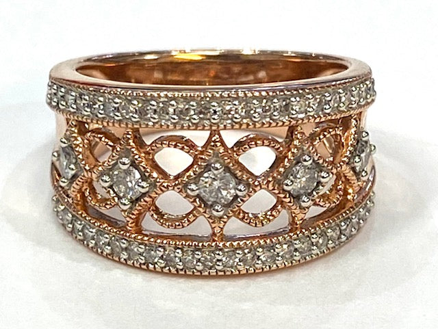 Diamond 10K Rose Gold Band Ring