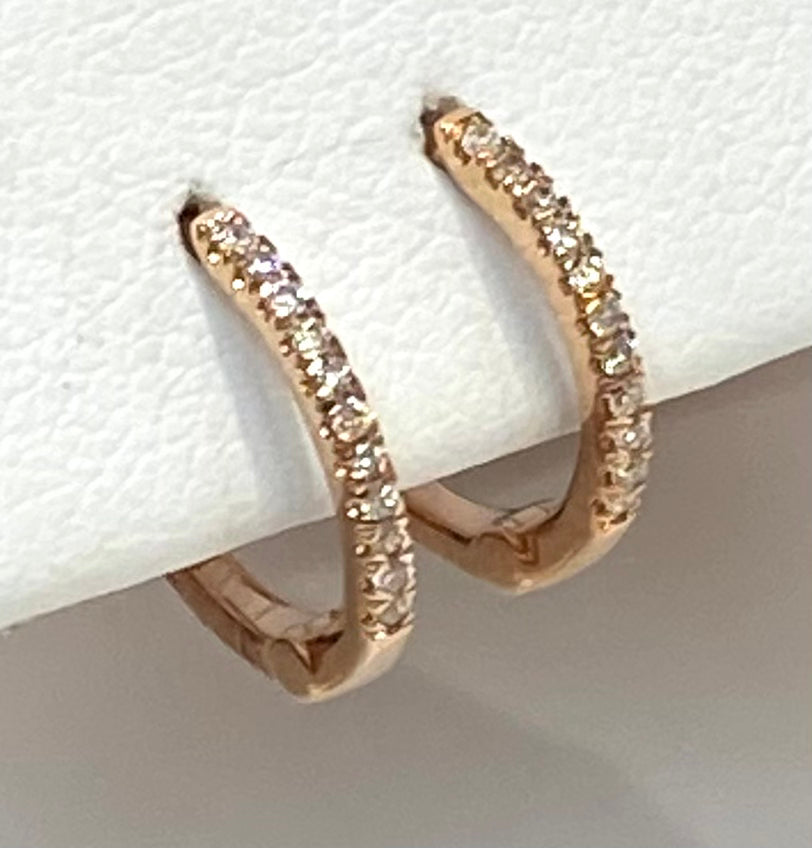 Diamond 14K Rose Gold Huggies Earrings