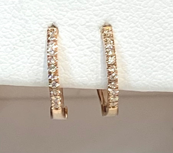 Diamond 14K Rose Gold Huggies Earrings