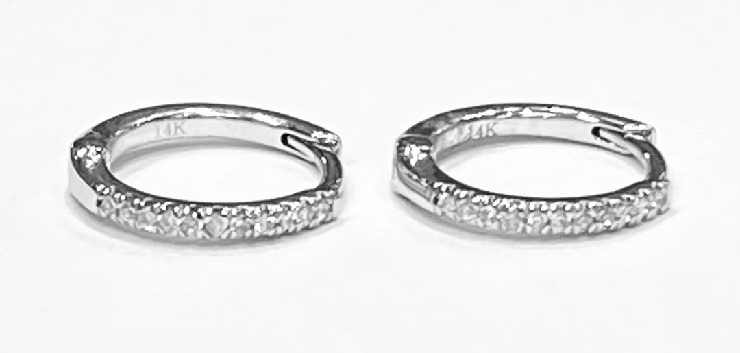 Diamond 14K White Gold Huggies Earrings