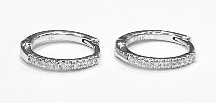 Diamond 14K White Gold Huggies Earrings