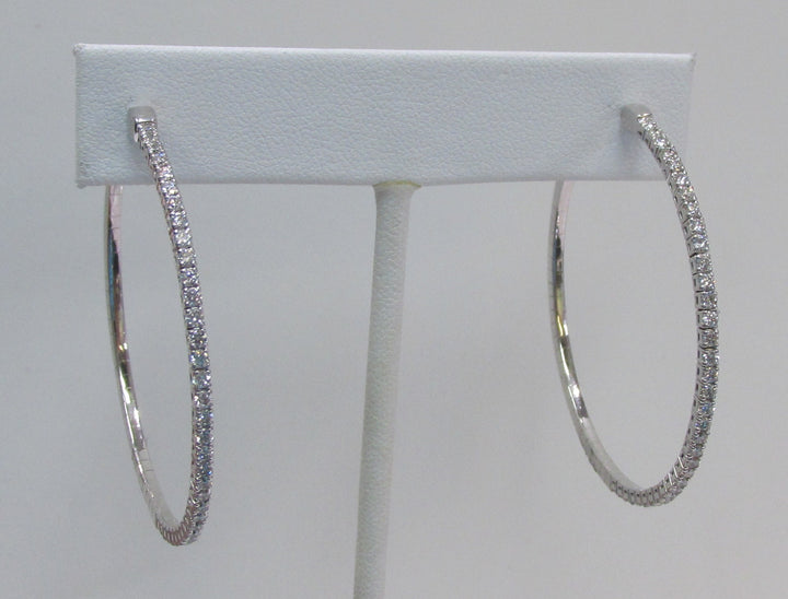 Diamond 14K White Gold Large Hoop Earrings