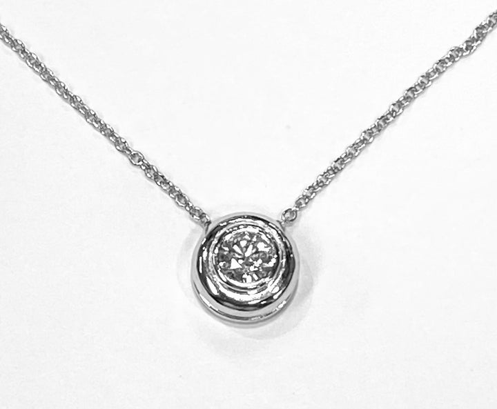 Diamond 14K White Gold Solitaire Pendant & Chain