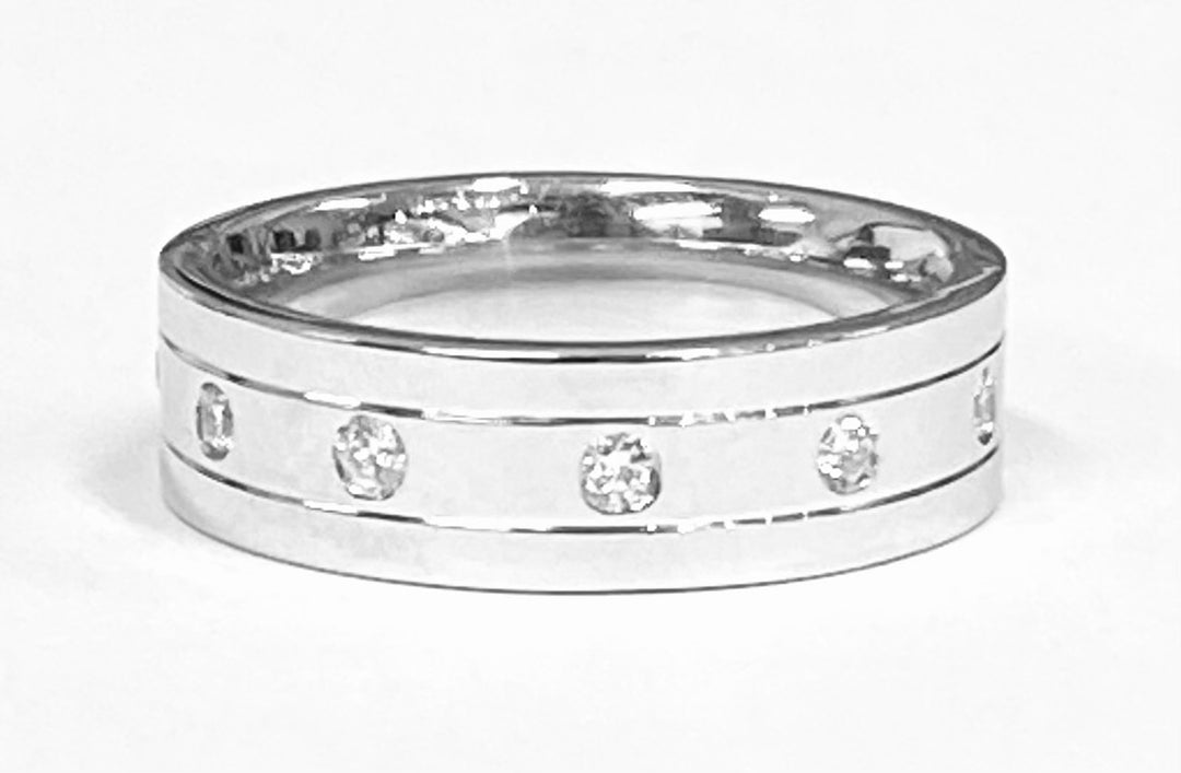 Diamond 14K White Gold Wide Band Ring