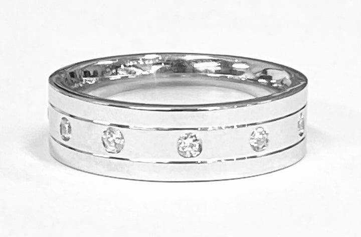 Diamond 14K White Gold Wide Band Ring