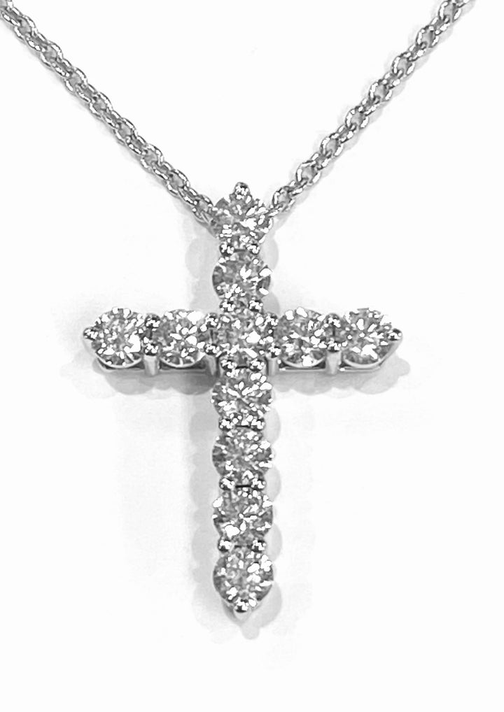 Diamond 14K White Gold Cross & Chain