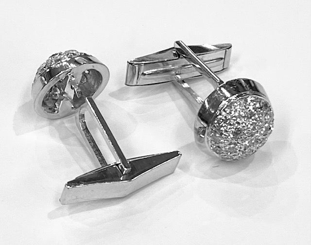 Diamond 14K White Gold Cufflinks