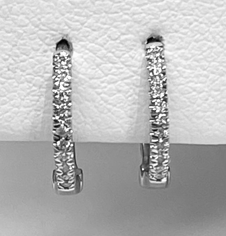 Diamond 14K White Gold Huggies Earrings