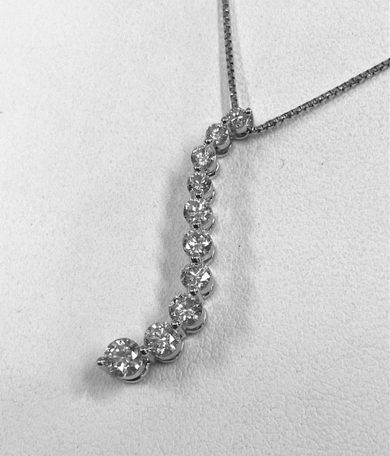 Diamond 14K White Gold Journey Pendant & Chain
