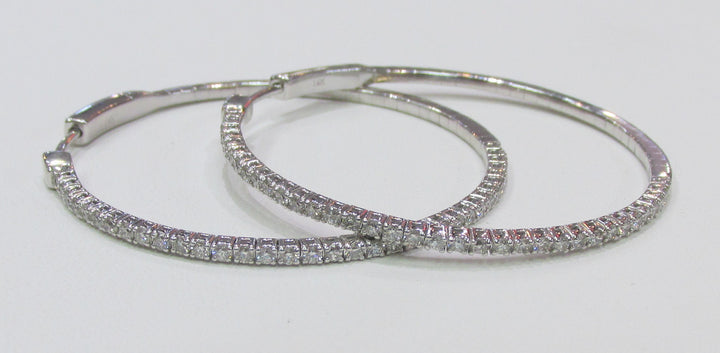 Diamond 14K White Gold Large Hoop Earrings