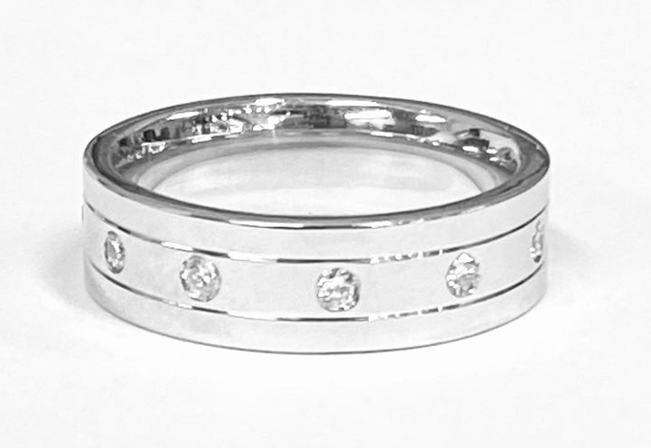 Diamond 14K White Gold Wide Band Ring